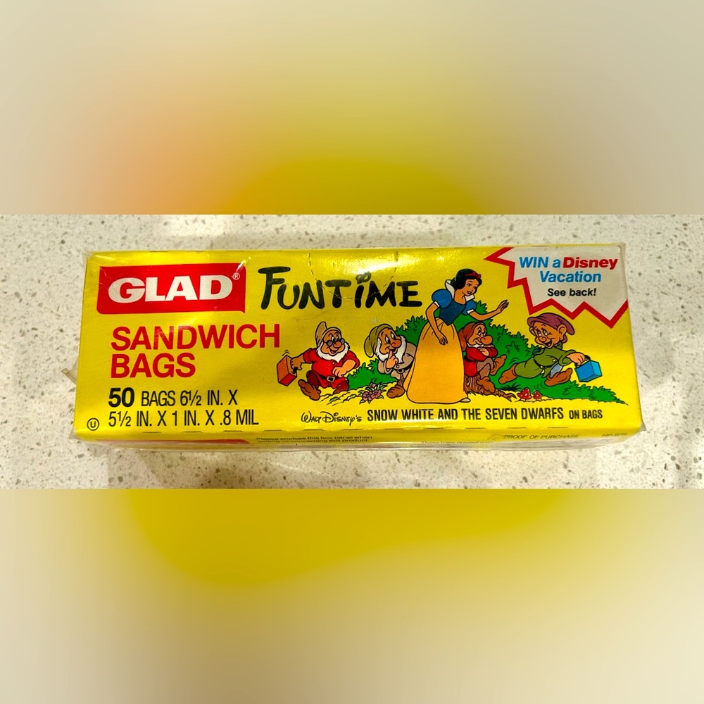 1983 Glad Disney Snow White Sandwich Bags Collectible Never Opened